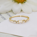 wholesale 9K Gold European Vintage Blue Moonstone Zircon Ring, Light Luxury Minimalist Slim Stackable Ring, Yili Jewelry-0-2