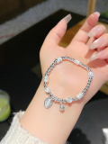 wholesale 999 Pure Silver Women's Lucky Charm Beaded Bracelet DIY Design Bangle Versatile Luxe Fine Jewelry One-Piece Drop Shipping-0-6