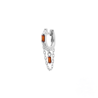 wholesale S925 Sterling Silver Geometric Tassel Chain Square Zircon Pendant Earrings-Single platinum-orange diamond 925 silver