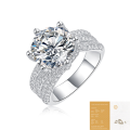 wholesale S925 Sterling Silver Pave Moissanite Promise Ring for Women, Non-Fading, Closed Back, 5 Carat, In-Stock, High-Quality-0-6
