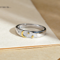 wholesale 18K white gold and 9K yellow gold Sun Moon new Rui Li ring for women, two-tone niche design with matte finish, customizable couple's ring-0-2