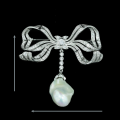 wholesale 925 Silver Gold-Plated Brooch with High-Carbon Diamonds and Shell Pearls, Edwardian Antique Baroque Versatile Jewelry for Women-0-1
