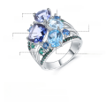 wholesale S925 Sterling Silver Designer Luxury Style Gemstone Ring for Banquet with High-End Appeal-0-0