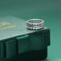 wholesale S925 Silver Retro Hollow-Carved Pattern Ring by Dunli, New Arrival Classical and Light Luxury Jewelry for Women-Hollow Pattern Ring Size 14