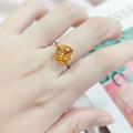 wholesale S925 sterling silver casual-style ring with 4ct natural topaz and citrine sugar cube gemstone ring-0-1