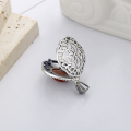 wholesale S925 Sterling Silver Guochao Palace Style Resin Cloisonné Lotus with South Red Agate Fragrance Pouch Pendant-0-1