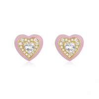 wholesale 925 Sterling Silver New Heart-shaped Colorful Zircon Enamel Drop Earrings,-Gold-White Diamond #2 925 Silver