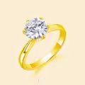 wholesale S925 Silver Minimalist Gold Ins Style Six-Prong Ring for Women, Fade-Resistant, Light Luxury Cross-Border New Moissanite Ring-0-1