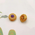 wholesale S925 gold-plated silver metal, natural Charoite round platform hand tag, spacer beads accessories, bracelet necklace DIY semi-finished products-0-17