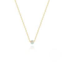 wholesale S925 Sterling Silver Minimalist Pierced Opal Sphere Daily Wear Earring And Necklace Set, Korean Style Small Luxury Jewelry-Gold-Necklace 925 Silver