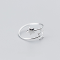 wholesale S925 Sterling Silver Korean Style Fashion Star Ring Personality Five-Pointed Star Adjustable Ring-0-2
