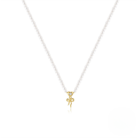 wholesale S925 Sterling Silver Designer Love Bow Pearl Layered Bracelet And Choker Set, Hot-selling European And American Jewelry-Gold-Necklace 925 Silver