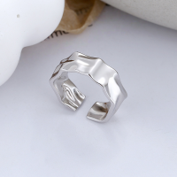 wholesale S925 Sterling Silver Irregular Concave-Convex Texture Open Ring Ins Niche Light Luxury Elegant Jewelry-D137/approx. 5.4g Opening adjustable