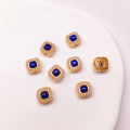 wholesale S925 Gold-Plated Silver Natural Lapis Lazuli Gourd Square Prism Four-Leaf Clover Accessory DIY Semi-Finished Bracelet Necklace Strand Charms-0-24