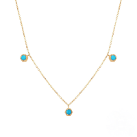 wholesale S925 Sterling Silver Turquoise Moon Fan Pendant Collarbone Choker Necklace-Gold#3 925 Silver