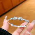 wholesale 999 Sterling Silver Bow Middle-to-Older Children's Bracelet for Girls, Elementary School Kids, Silver Jewelry, Single Piece-0-5