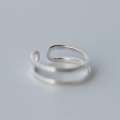 wholesale S925 Silver Ring for Women, Korean Style Fashion Double-Layer Line Ring, Personality Smooth Surface Minimalist Tail Ring J0264-1-0-2