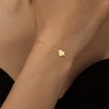wholesale S925 Sterling Silver Polished Heart Paperclip Chain Bracelet, Korean Style, Minimalist, Versatile, Elegant-0-1