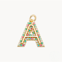 wholesale S925 Sterling Silver Luxury 26-letter Colored Zircon Initial Pendant, Cross-border Choker Necklace For Women-Gold Pendant-A
