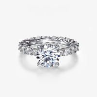 wholesale 925 Sterling Silver 3-carat Round 9mm High Carbon Diamond Ring for Women Full Diamond Luxury Engagement Ring-White 9mm【R-0789】 8