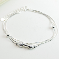 wholesale 925 Sterling Silver Kissing Fish Three-ring Snake Chain Bracelet for Women, Korean Style Fresh and Sweet Simple Literary Student Gift-0-0