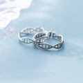wholesale S925 Sterling Silver Nalan Life Intertwined DNA Helix Geometric Ring Twist Openable Jewelry J6207-0-3