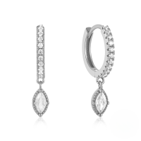 wholesale Sterling Silver S25 Classic Marquise Zircon Ear Cuff,ins-Platinum 925 silver