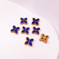 wholesale S925 Gold-Plated Silver Natural Lapis Lazuli Gourd Square Prism Four-Leaf Clover Accessory DIY Semi-Finished Bracelet Necklace Strand Charms-0-12