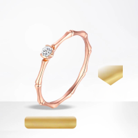 wholesale 18K Gold Bamboo Knot with Lab-Grown Diamonds Rose Gold Melee Diamond Chinese Style K Gold Ring Irregular High Quality-18K Gold Cultured Diamond Ring (Rose Gold)  Hong Kong Code No. 14