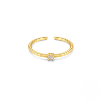 wholesale S925 Sterling Silver Wave-inspired Open Toe Ring With Zircon Accents, A Summer Staple-Gold#2 925 Silver