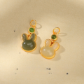 wholesale Gold-plated 925 ancient silver fittings inlaid with Hetian jade rabbit and butterfly drop handmade DIY jewelry accessories-0-9