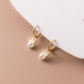 wholesale S925 Sterling Silver Small Fresh Bow Short Synthetic Pearl Ear Clasp Korean Version Minimalist Earrings M00934-0-2