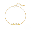 wholesale S925 Sterling Silver Summer Wave Pendant Bracelet with Rhinestone Design-0-5