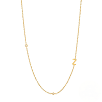 wholesale S925 Sterling Silver Zircon-studded Letter Women's Choker Necklace, Ins Minimalist 26-letter Design-Gold-Z 925 silver