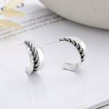 wholesale S925 Sterling Silver European and American Vintage Style Braided 3D Wide Hoop Earrings-0-0