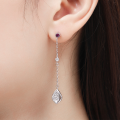 wholesale S925 sterling silver Korean-style women's earrings, small and unique design, dangling diamond-shaped long tassel drop earrings, versatile and elegant ear accessories-0-0