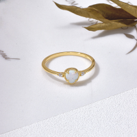 wholesale S925 silver Japanese-style lightweight luxury jewelry natural topaz opal ring for women, versatile ring, factory wholesale-Opal + White Zirconium Ring Mido No. 8