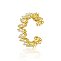 wholesale S925 Sterling Silver Ear Cuffs Inlaid with Zircon, Light Luxury High-End INS Style Unisex Earrings for Non-Pierced Ears-Gold 925 silver