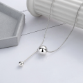 wholesale S925 Sterling Silver Korean-style minimalist irregular geometric ball snake chain wish-fulfilling necklace-0-0