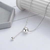 wholesale S925 Sterling Silver Korean-style minimalist irregular geometric ball snake chain wish-fulfilling necklace-YFL325/about 8 grams