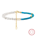 wholesale 14K Gold, S925 Sterling Silver, Turquoise, Natural Freshwater Pearl Adjustable Bracelet for Cross-Border Wholesale-0-7