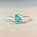 wholesale [925 Sterling Silver] Paraiba 1ct Moissanite Ring Women's Mint Green Moissanite Solitaire Ring Cross-Border Wholesale-0-0