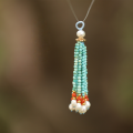 wholesale Metal material with natural tourmaline, turquoise, lapis lazuli, blue apatite handcrafted tassel fringe and natural crystal accessory DIY pendant-0-1