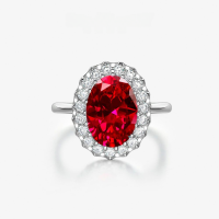 wholesale S925 Silver, Shipei Jewelry, Oversized Oval 10*14 Set with 8-Carat Ring for Women, Luxurious, Hot Selling in Europe and America-Pink 10*14; G45【R-0320】 No. 7