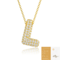 wholesale 925 Silver Plated with 18K Gold, Cross-Border Europe and America New Letter Pendant Necklace, Fashion-Forward Versatile Moissanite Chain-0-42