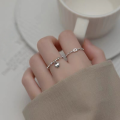 wholesale S925 Sterling Silver Retro Ring Women's Korean Style Personality Thai Silver Geometric Heart Light Bead Openable Hand Jewelry-0-3