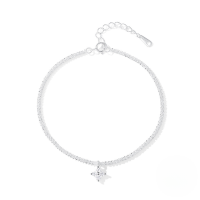 wholesale S925 Sterling Silver Small Bloom Chain Bracelet For Women With Moonlight Gemstone And Starry Accents-Silver plated #4 925 silver