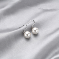 wholesale S925 Sterling Silver New Fashionable and Popular Shell Pearl Synthetic Pearl Earrings Korean Elegant Ear Hook Women's Earrings Wholesale-Rose gold ear hooks 925 silver