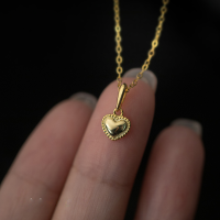 wholesale S925 Sterling Silver Sweet and Lovely Minimalist Design Heart-shaped Necklace and Peach Heart Earrings for Women D9415-S925 silver necklace gold 925 silver