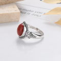 wholesale S925 Sterling Silver Vintage Retro Yun Nan Red Agate Ring, Egg Surface Index Finger Ring, Guangdong Haifeng-0-4